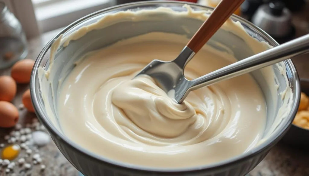 Mixing cheesecake batter Mixing cheesecake batter